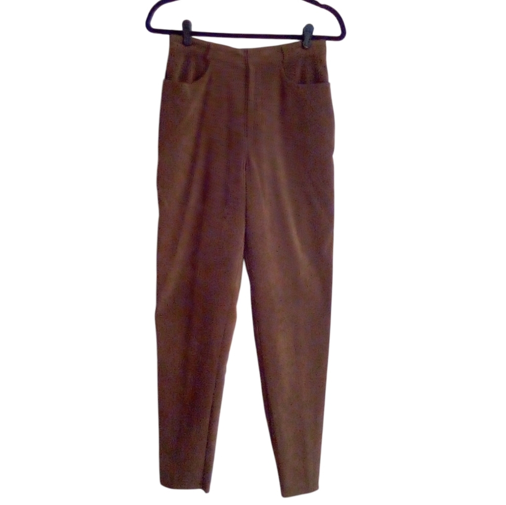 Vintage 90's Geoffrey Beene Sport Faux Brushed Suede Straight Leg Pants 8 Brown